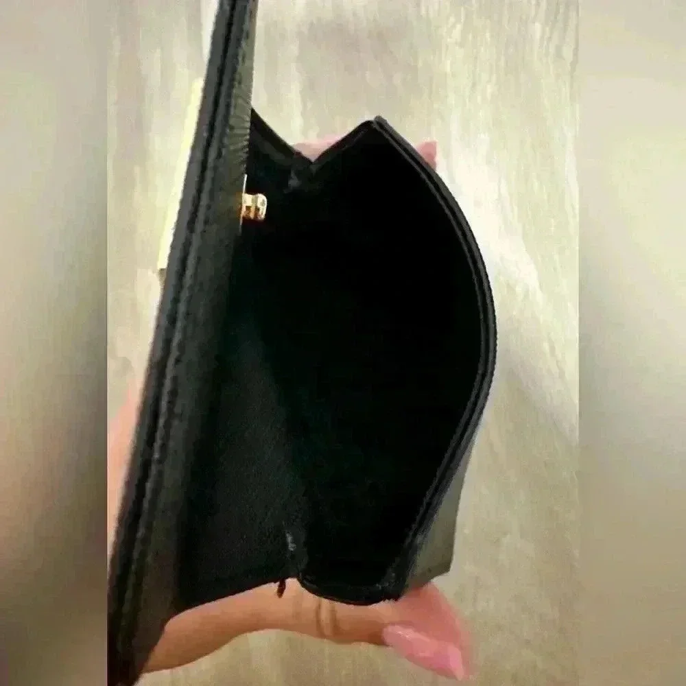 Kate Spade New York Black Saffiano Leather Trifold Wallet Coin Purse Snap